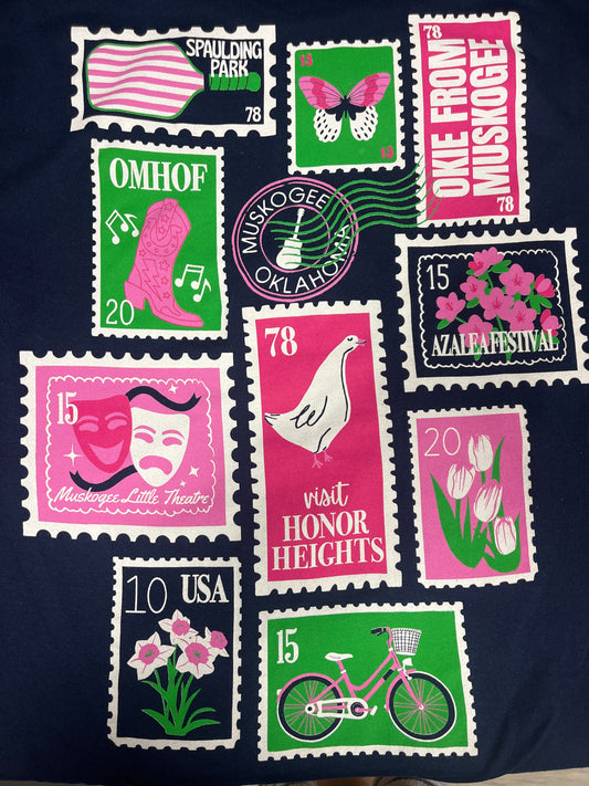 NAVY MUSKOGEE STAMP TEE