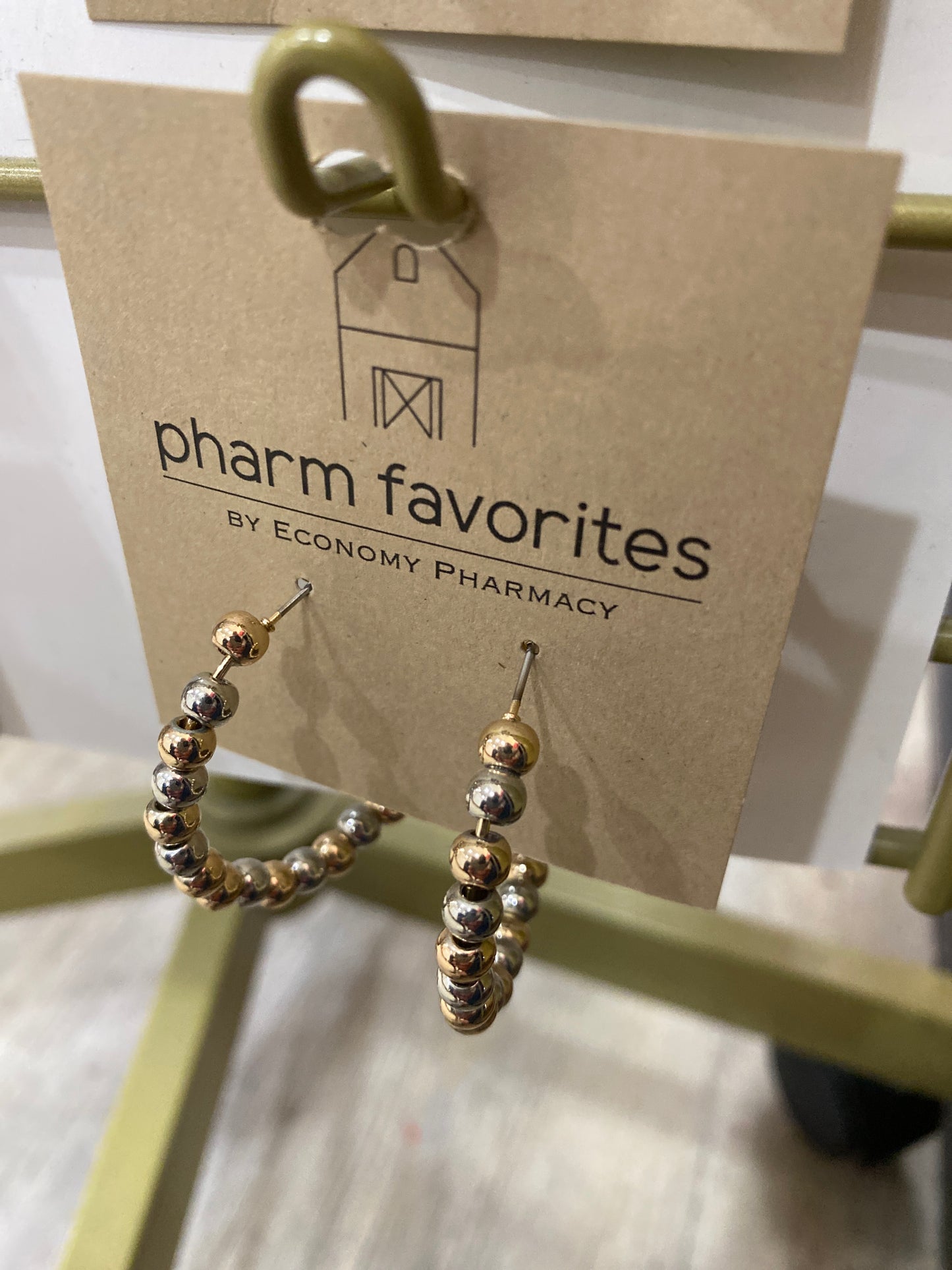 DAYTONA BEADED HOOP EARRINGS - GOLD/SILVER