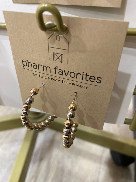 DAYTONA BEADED HOOP EARRINGS - GOLD/SILVER