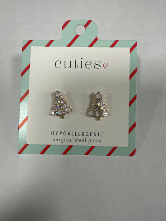 WHITE ENAMEL WITH AB EARRINGS