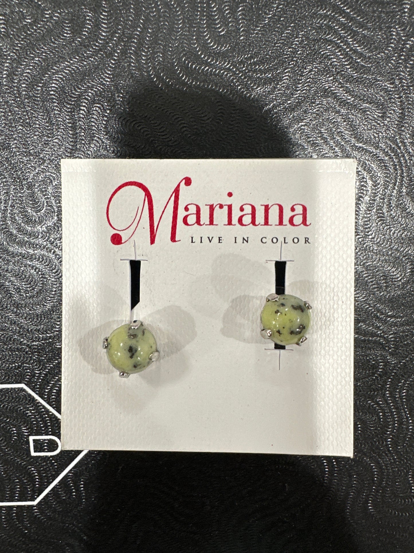 MARIANA EARR-SLVR STUDS-LT GRN/BLK SWIRL