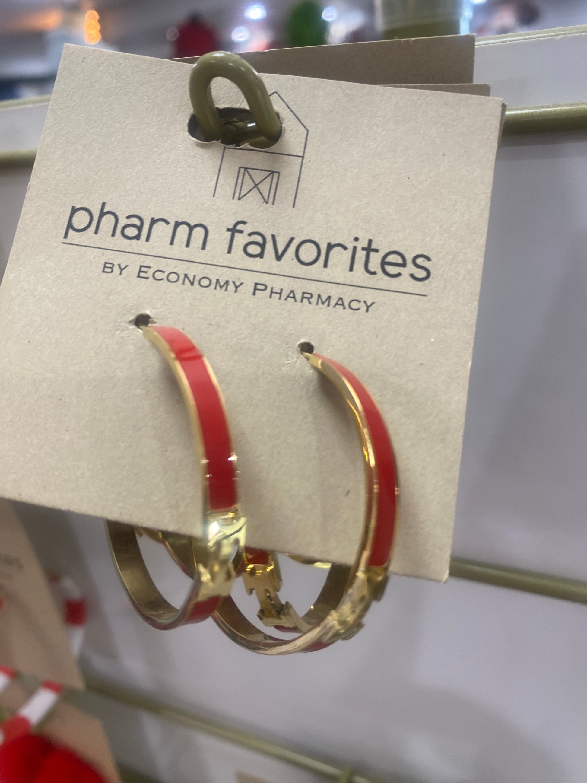 RED H ENAMEL HOOP EARRINGS - Pharm Favorites by Economy Pharmacy