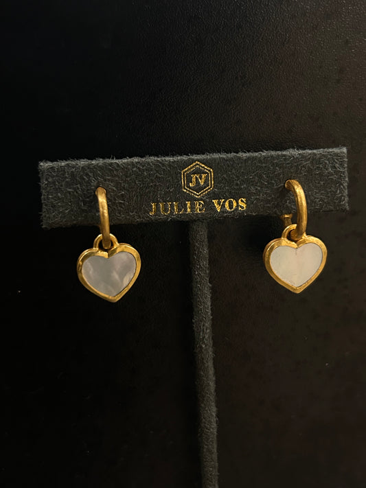 HEART HOOP & CHARM EARRING GOLD MOTHER OF PEARL