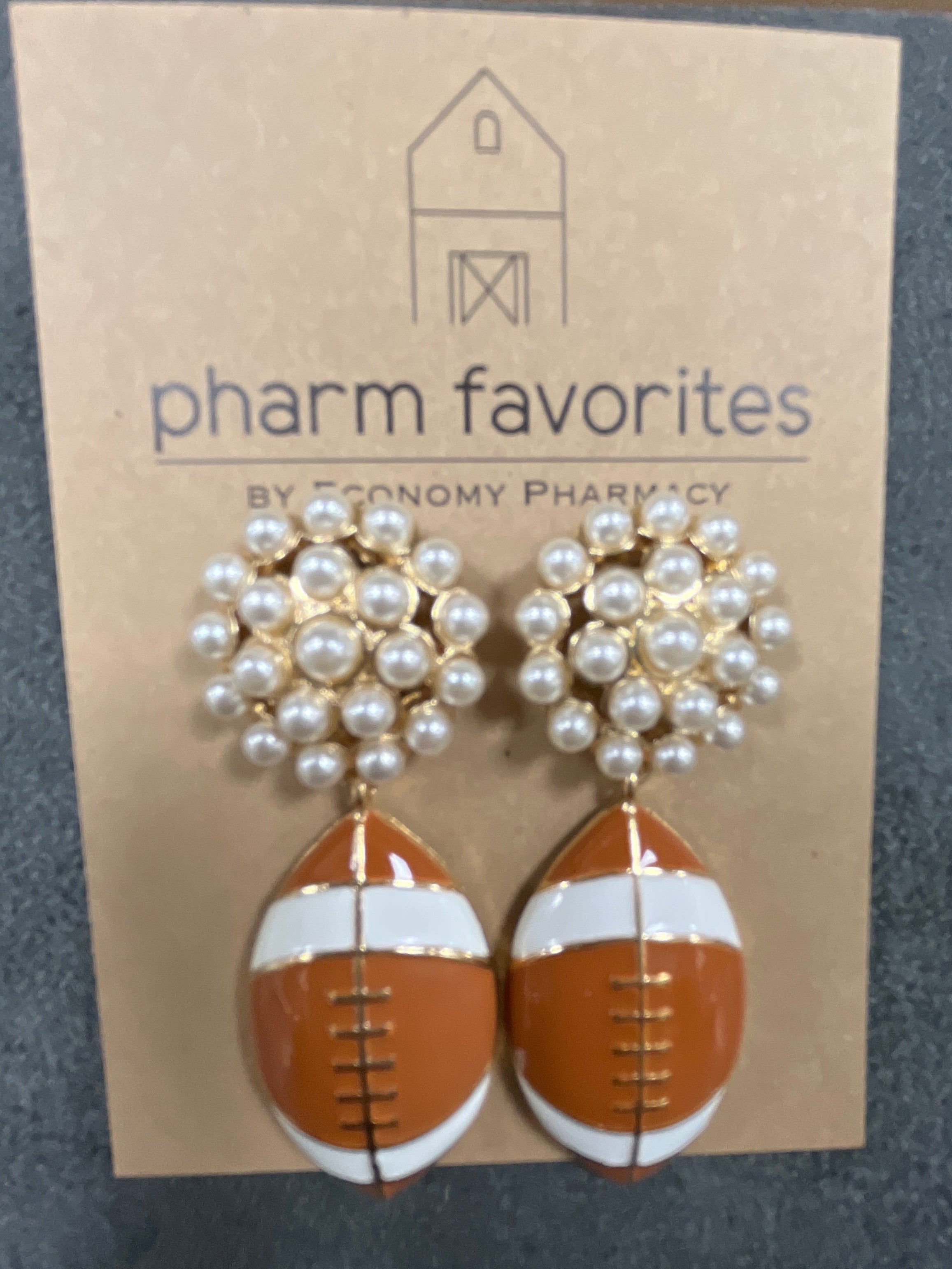 PEARL CLUSTER WITH FOOTBALL DROP EARRINGS