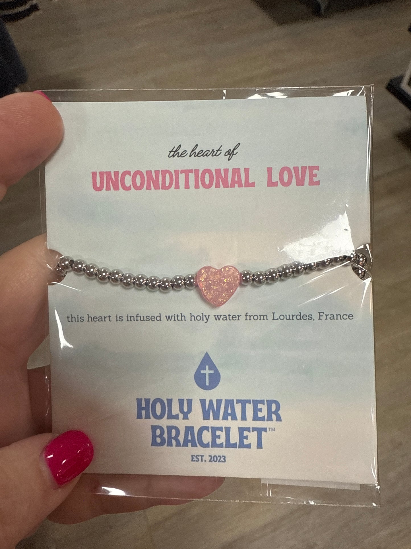 HOLY WATER UNCONDITIONAL LOVE PINK HEART SILVER