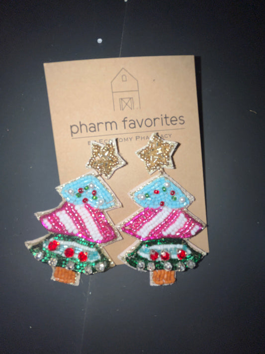 BEADED MULTI COLOR TREE EARRING