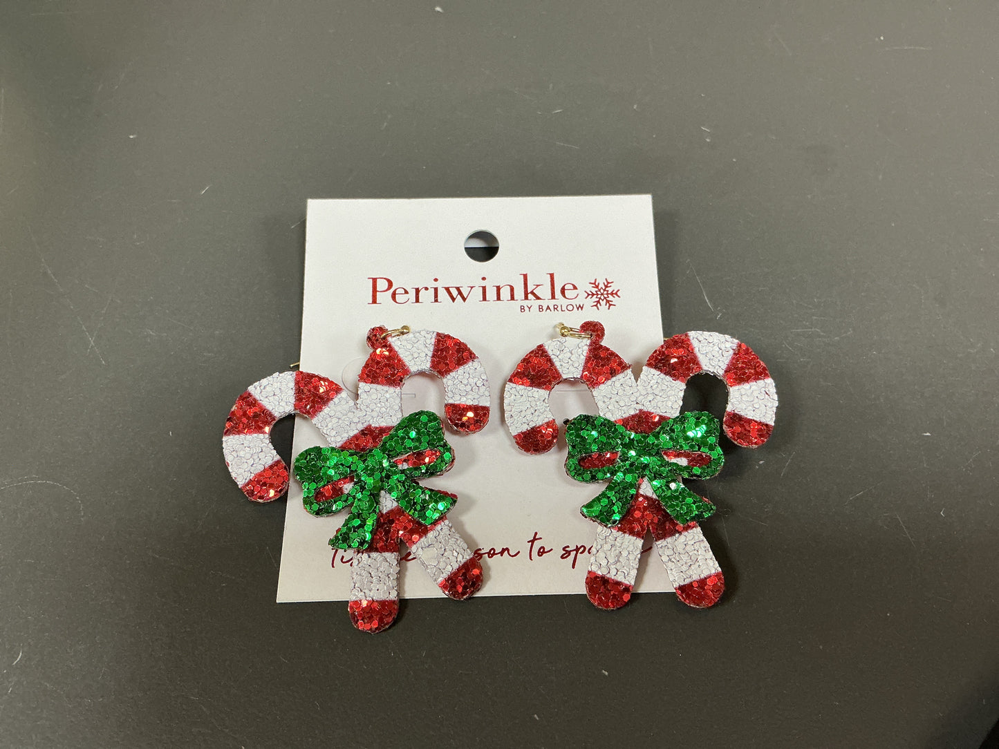 Glitter Candy Canes with Bow Earrings