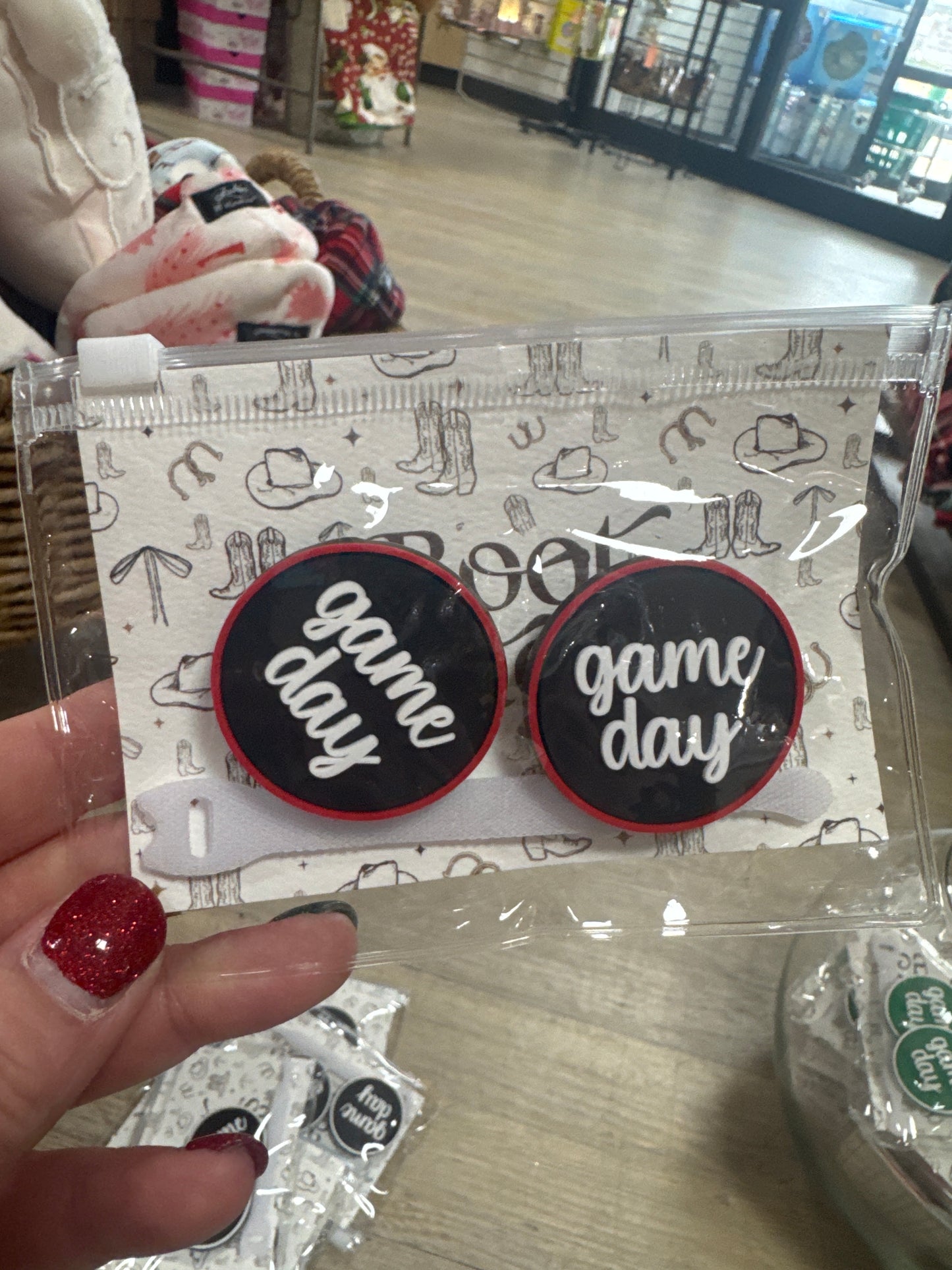 BOOT BUTTONS - GAME DAY - BLK/RED