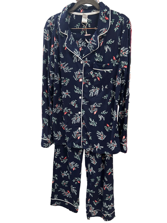 NAVY CARDINAL & HOLLY BUTTON DOWN LOUNGEWEAR SET
