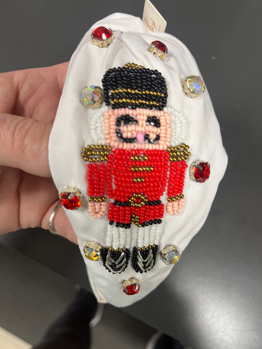 NUTCRACKER BEADED HEADBAND - WHITE