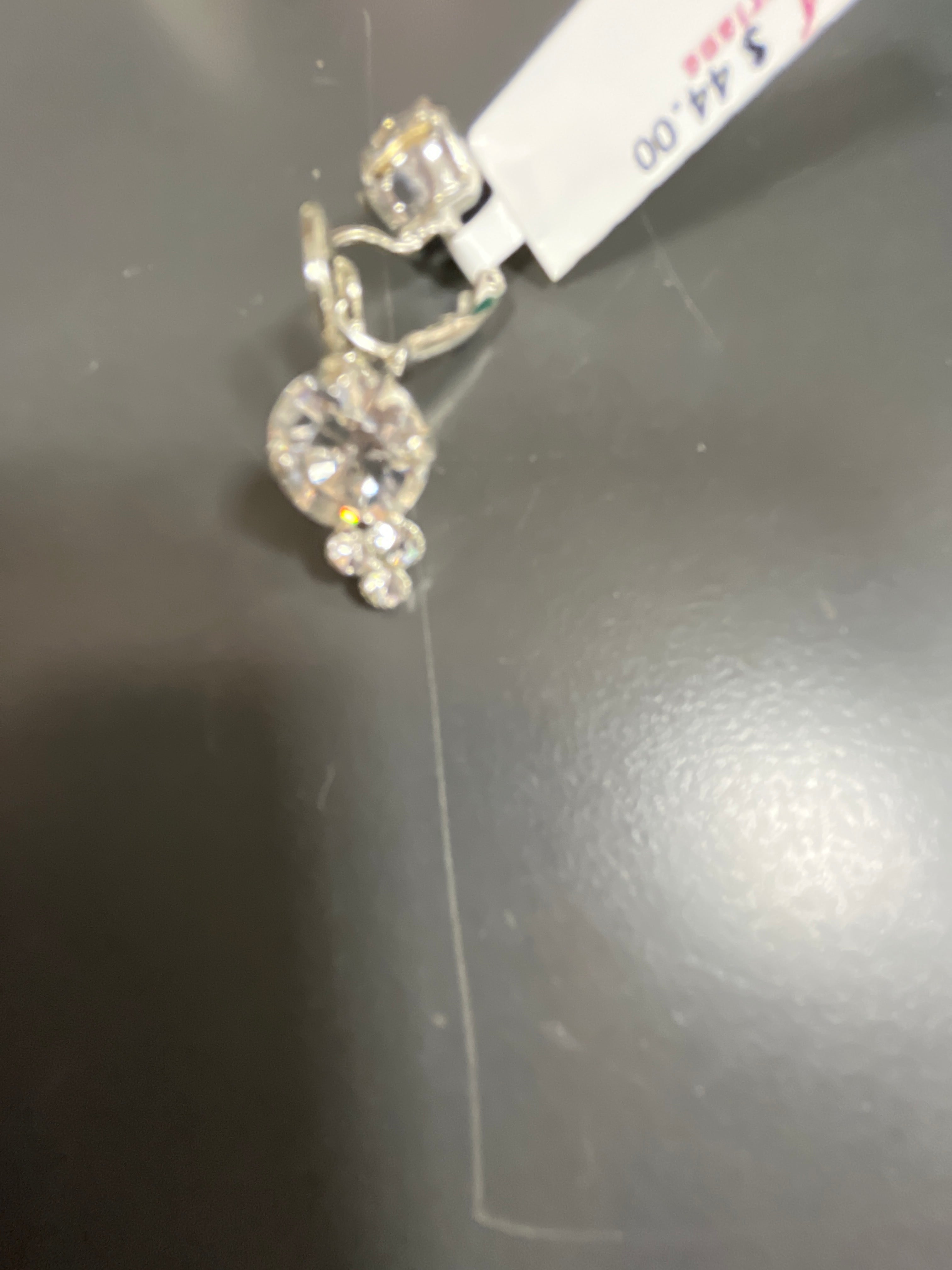 MARIANA - EARRINGS - SILVER - CLEAR OVAL STONE WITH SMALL STONES