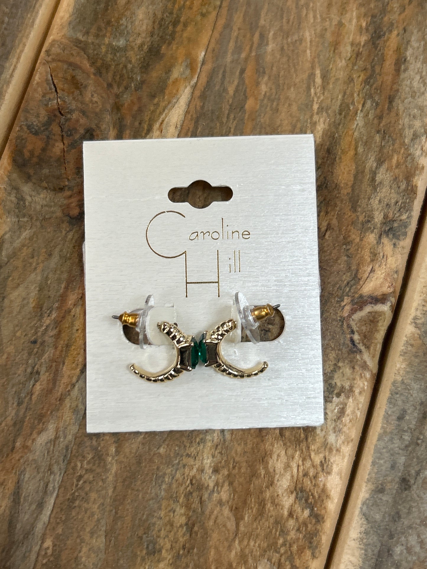 CHESTER STONE HOOP EARRING GREEN