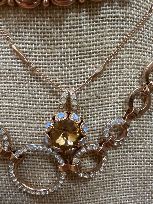 MARIANA - RG PENDANT NECKLACE - W/YLW & BLUE CRYSTALS