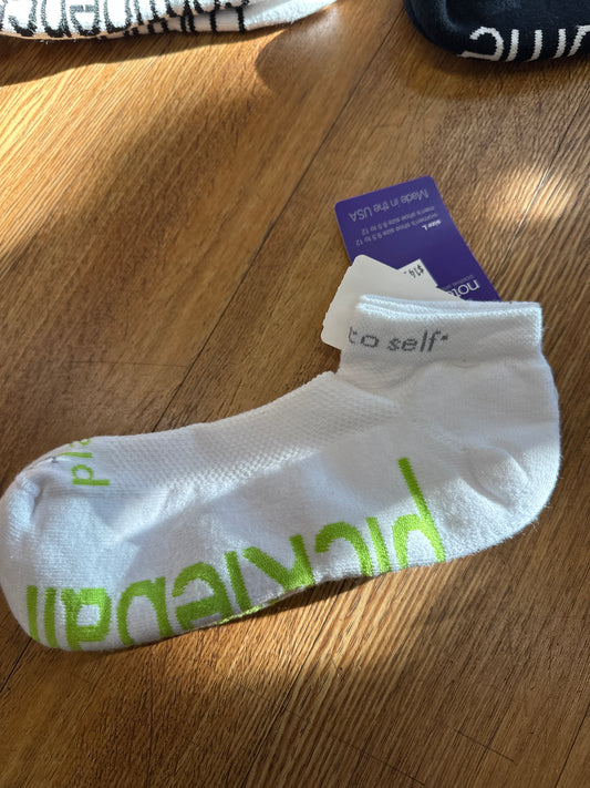 SOCKS - PICKLEBALL - WHITE W/LIME GREEN - L