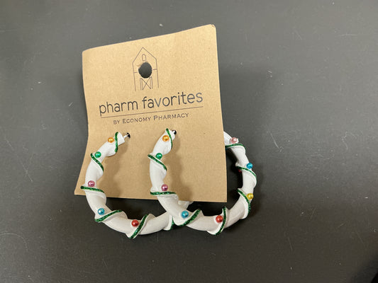 White Christmas Light Wrapped Hoop Earrings