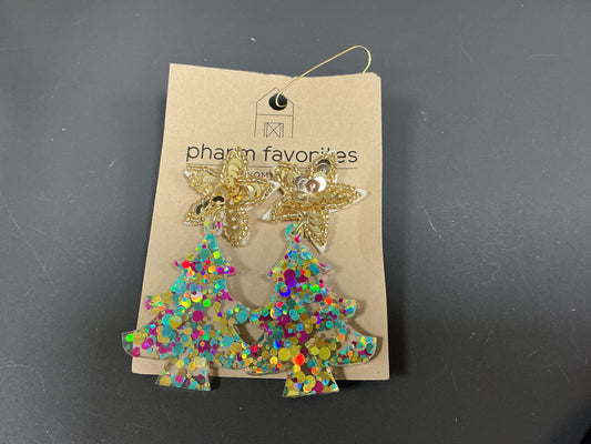 Glitter Acrylic Christmas Tree Earrings