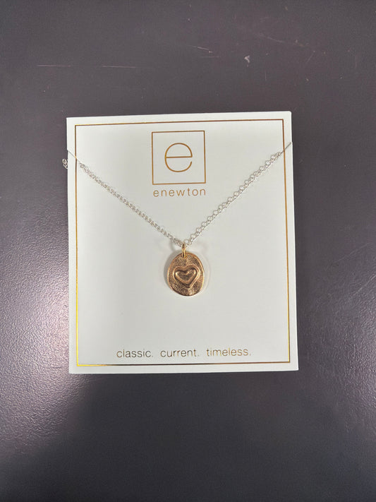 16" NECKLACE MIXED METAL - INSPIRE LOVE SMALL GOLD DISC