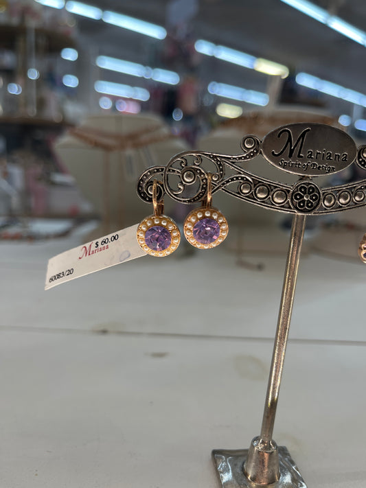 RG PRPL/PEARL EARRINGS