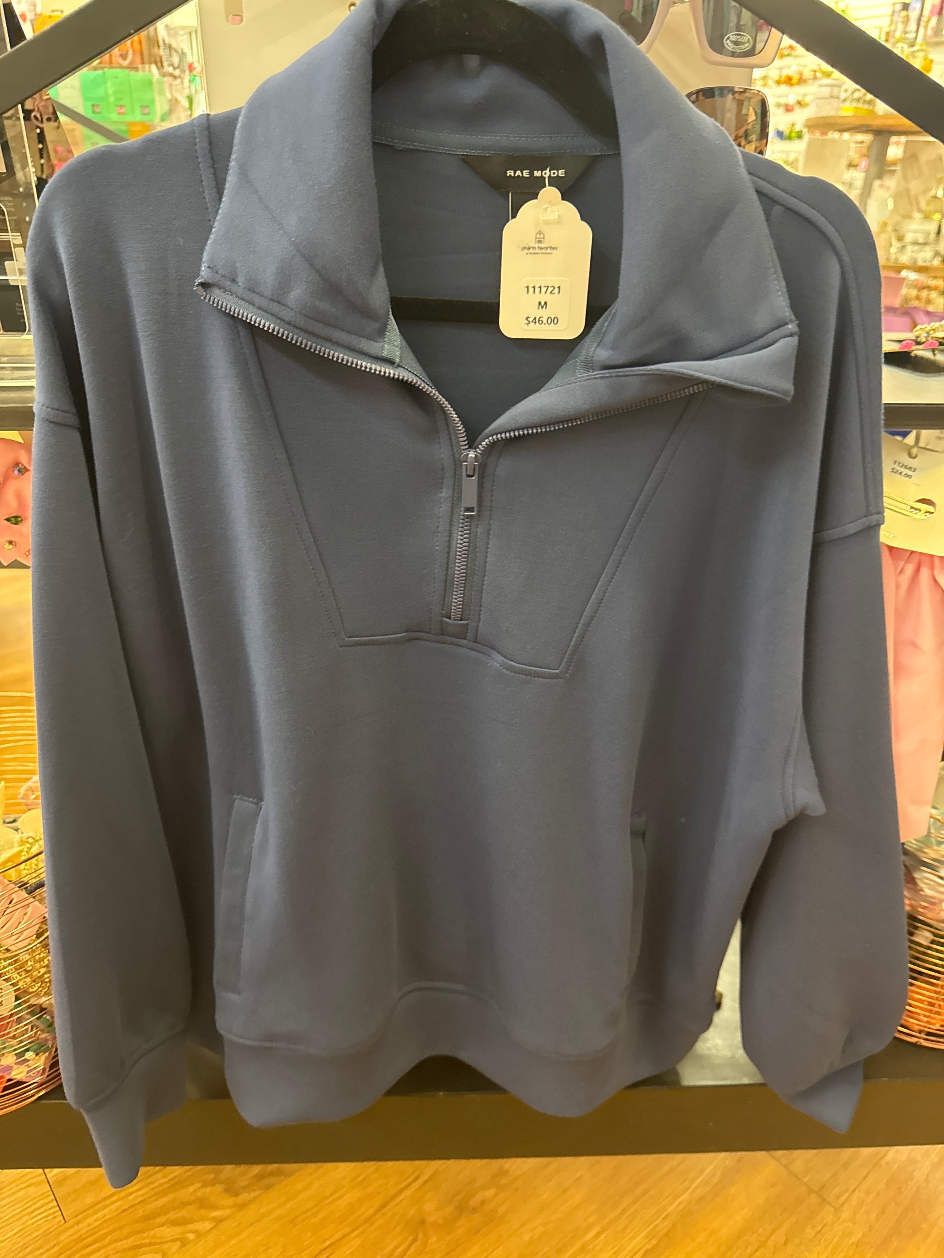 QUARTER ZIP PULLOVER - SMOKY NAVY - M - Pharm Favorites by Economy Pharmacy