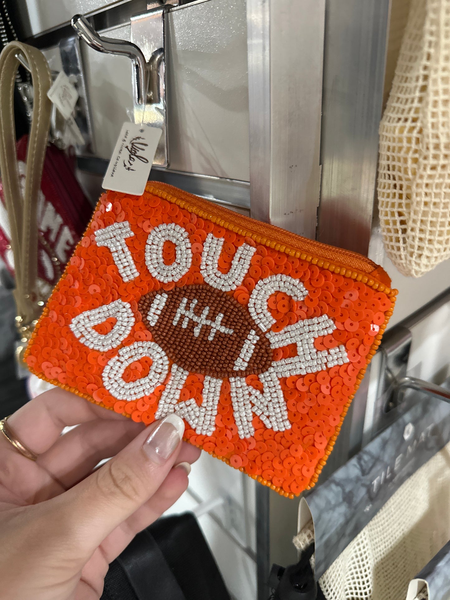 TOUCHDOWN COIN BAG - ORANGE & WHITE