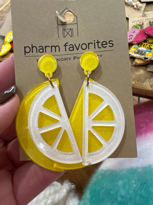 GLITTERY LEMON EARRINGS