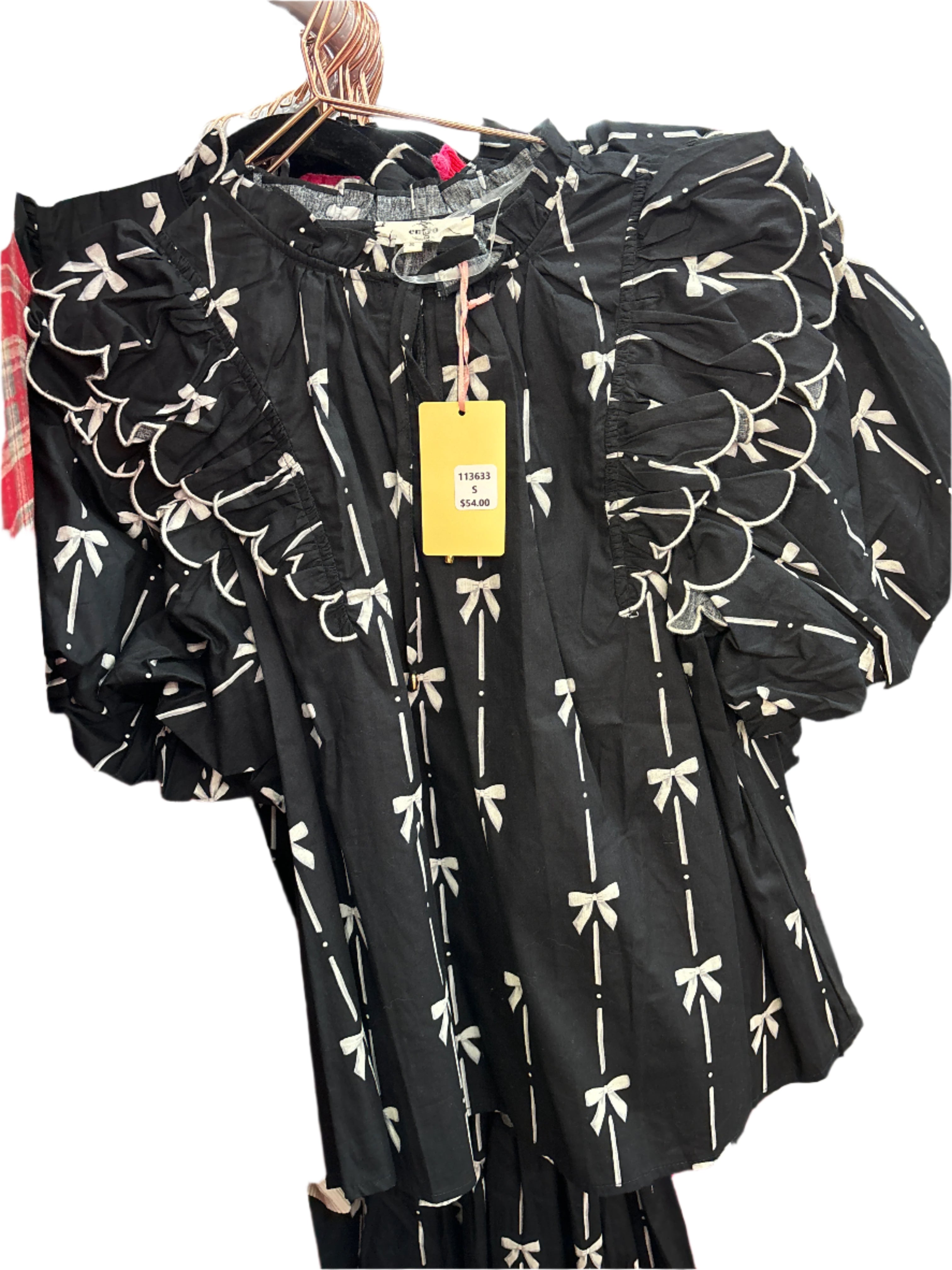 BLACK BLOUSE WITH BOW PRINT