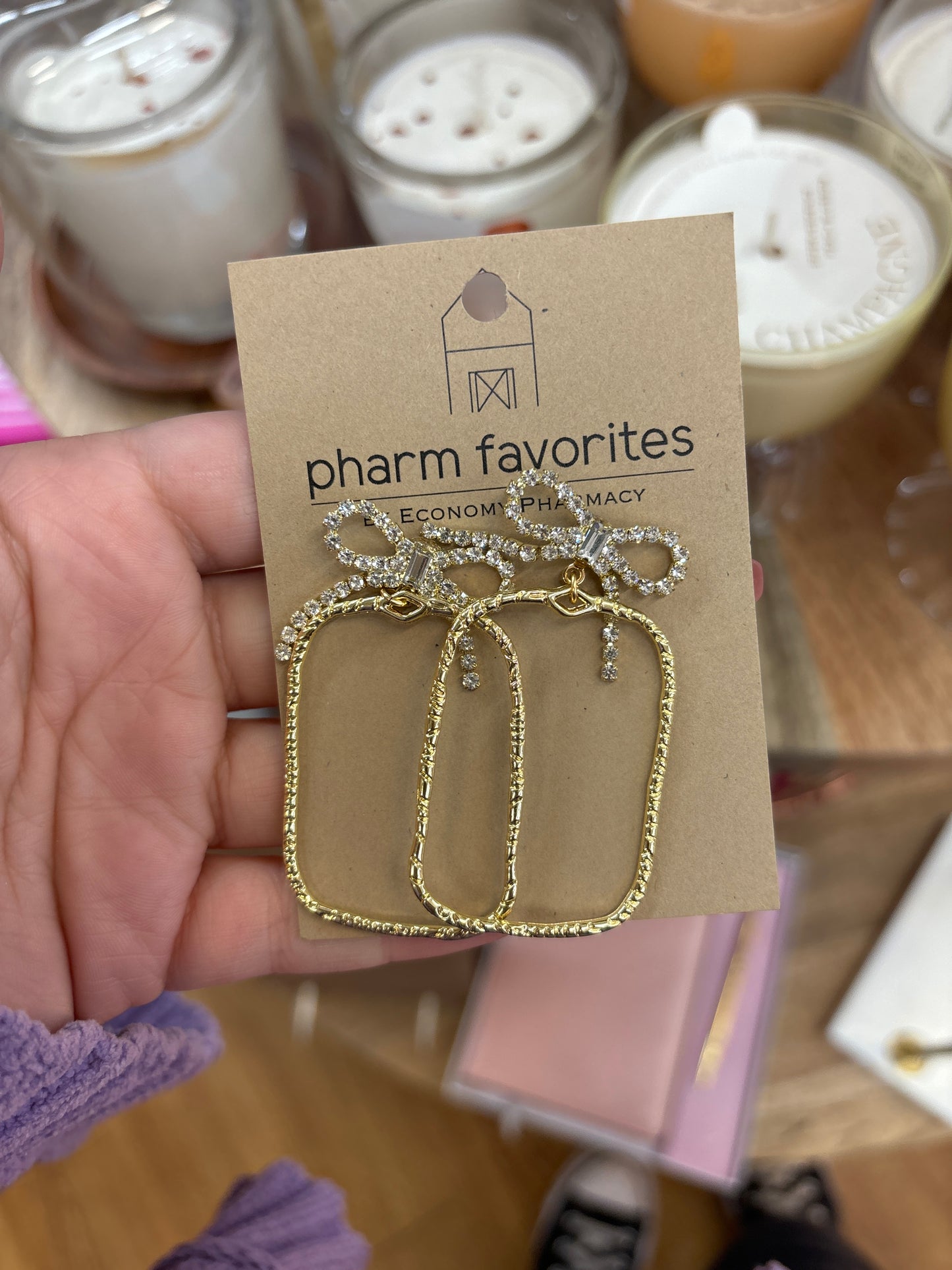 NINA BOW HOOPS - RECTANGLE - Pharm Favorites by Economy Pharmacy