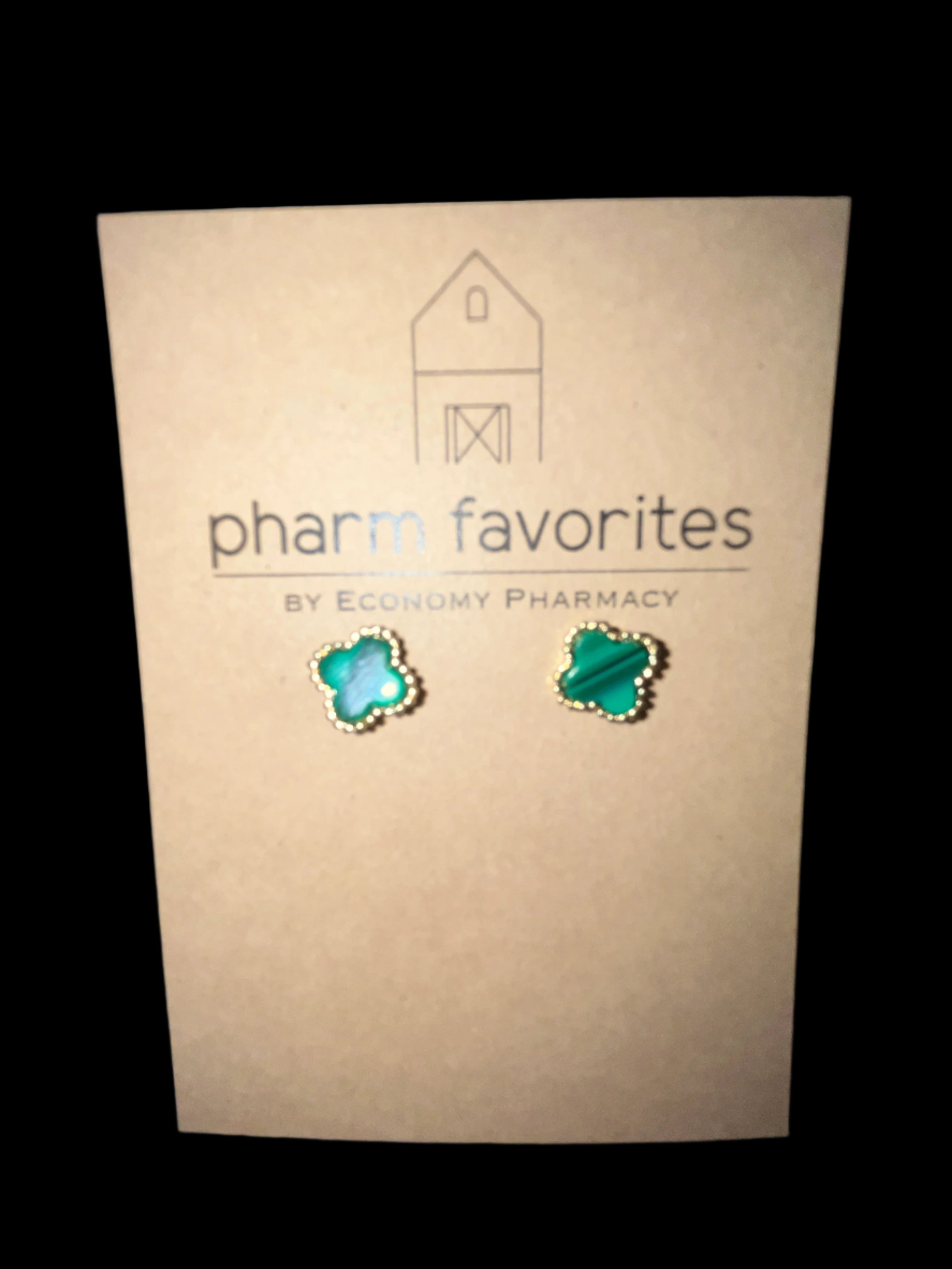 GOLD & GREEN CLOVER STUD EARRINGS