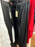 BLACK VEGAN LEATHER FLARE PANTS AND SHORTS