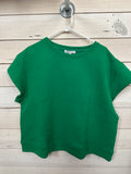 GREEN TEXTURED SS SWEATSHIRT TOP