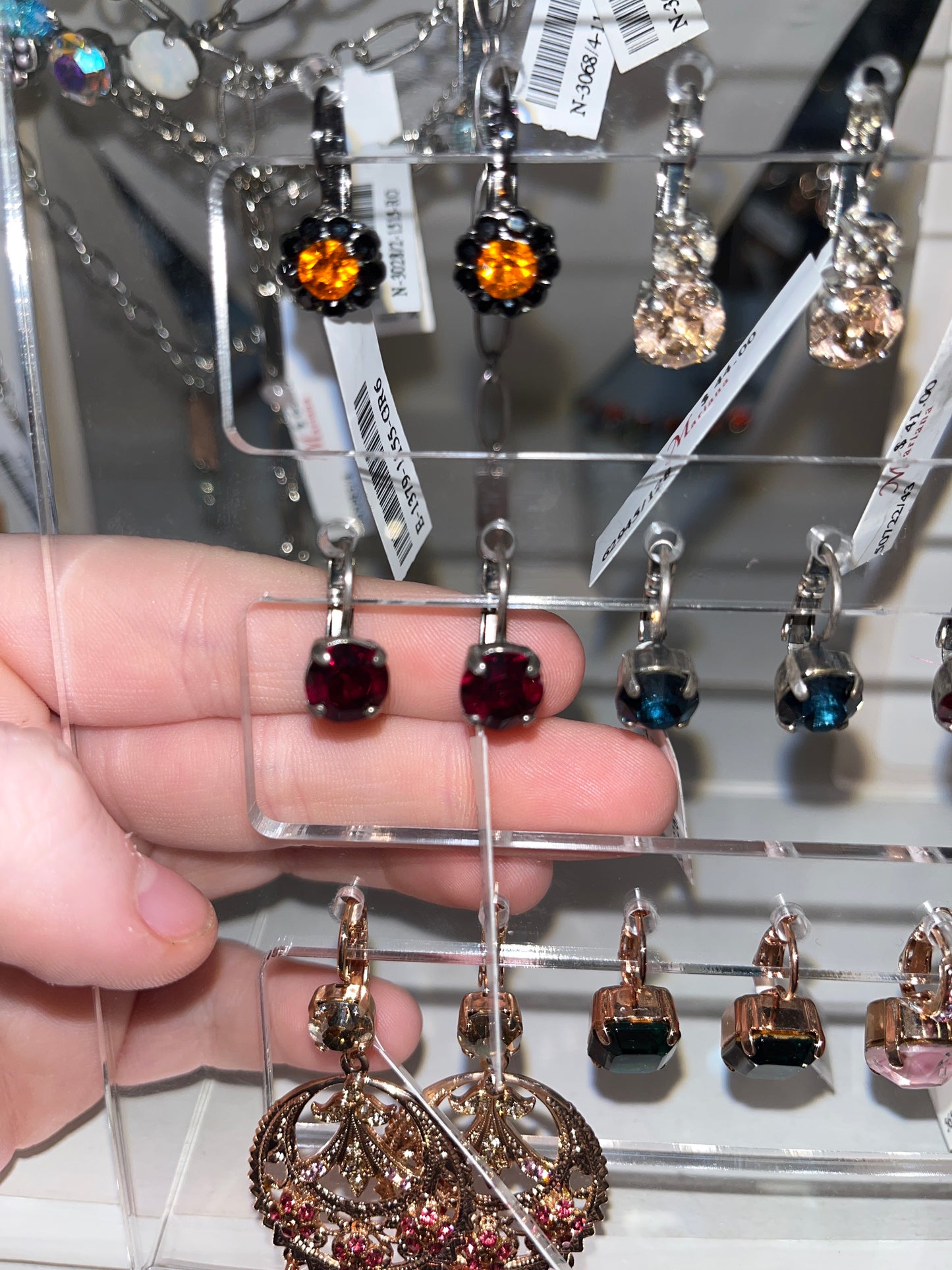 RED HANGING STUD EARRING