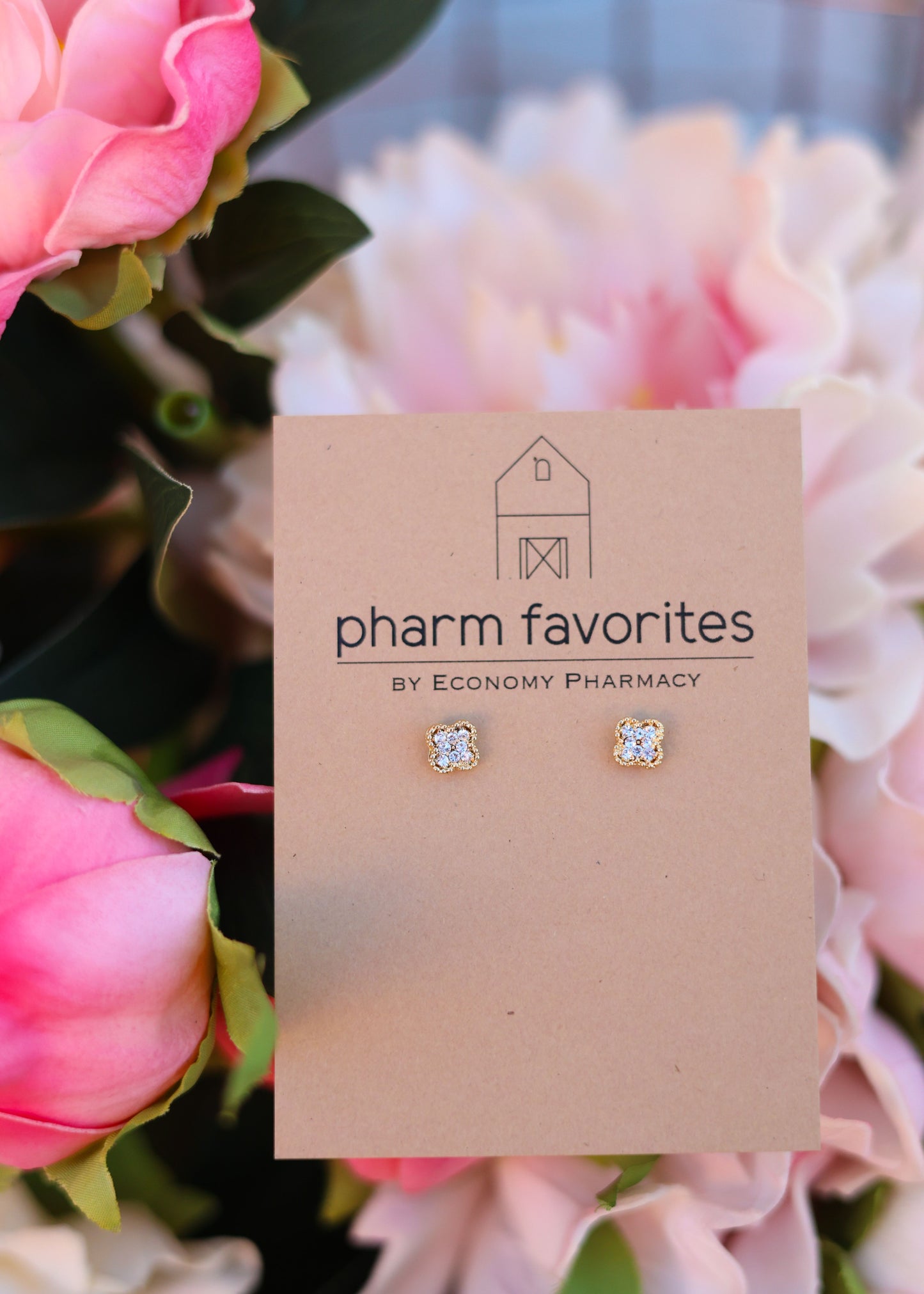 SMALL CRYSTAL CLOVER STUD EARRINGS