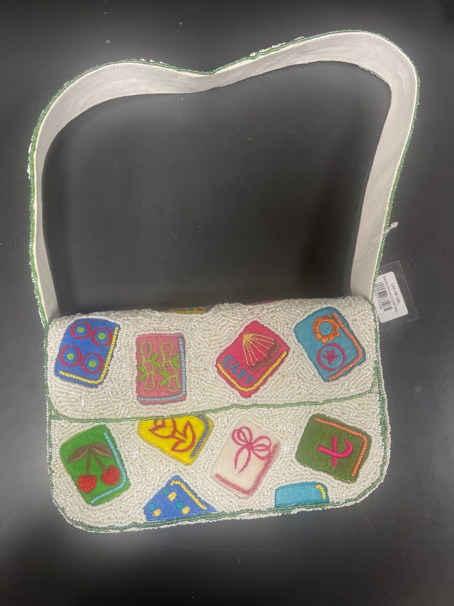 BEADED SHOULDER BAG - MAHJONG TILE
