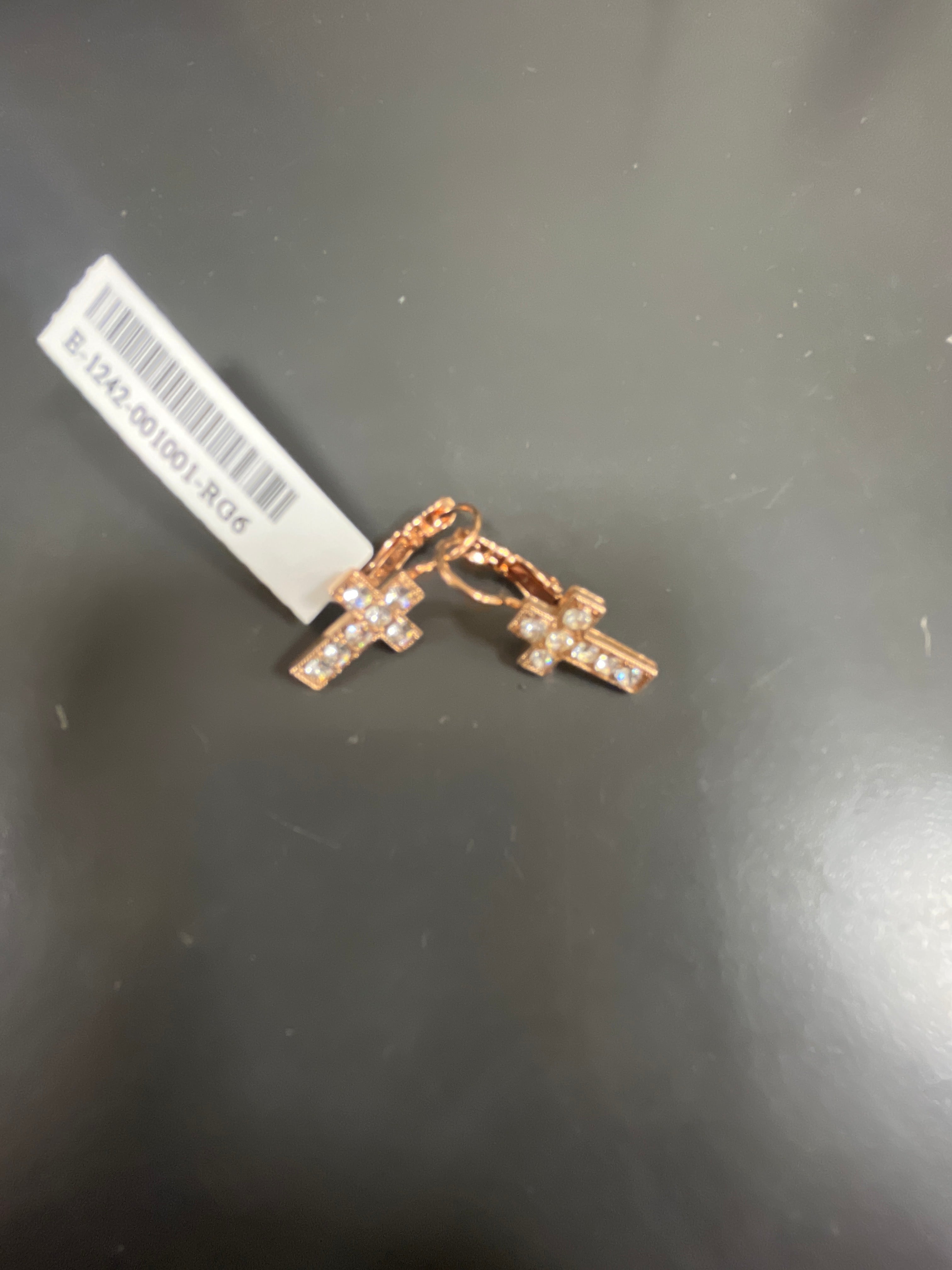 MARIANA - EARRINGS - CROSS WITH CLEAR STONES