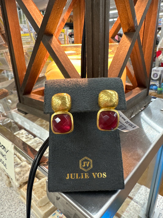 CATALINA EARRING GOL IRR RUBY RED