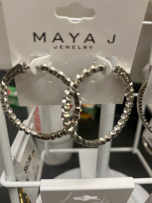 AUSTRIAN CRYSTAL HOOP EARRINGS - SLVR