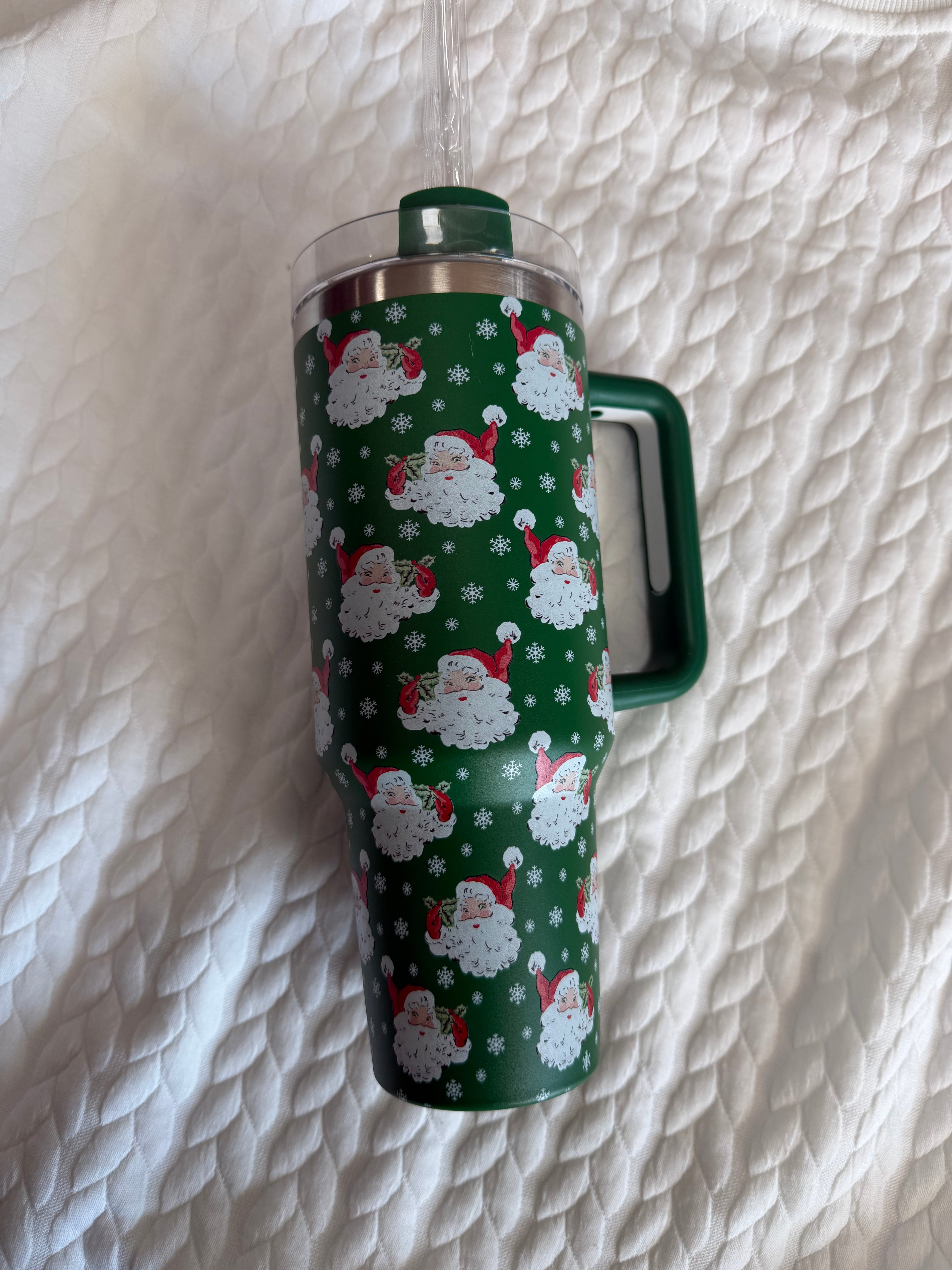 40oz Evergreen Vintage Santa Tumbler - At Home by Mirabeau