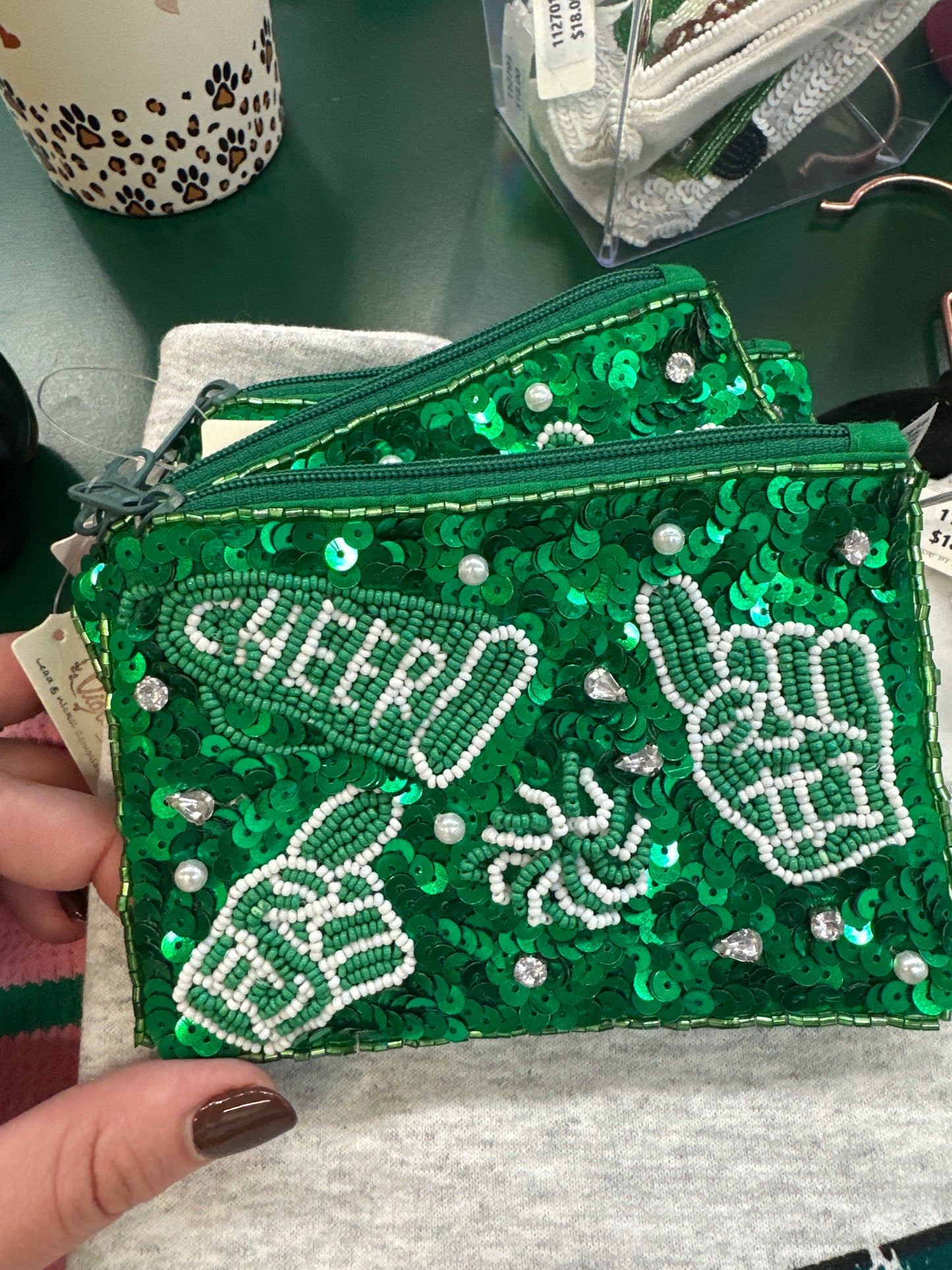 CHEER #1 COIN PURSE - GREEN/WHITE