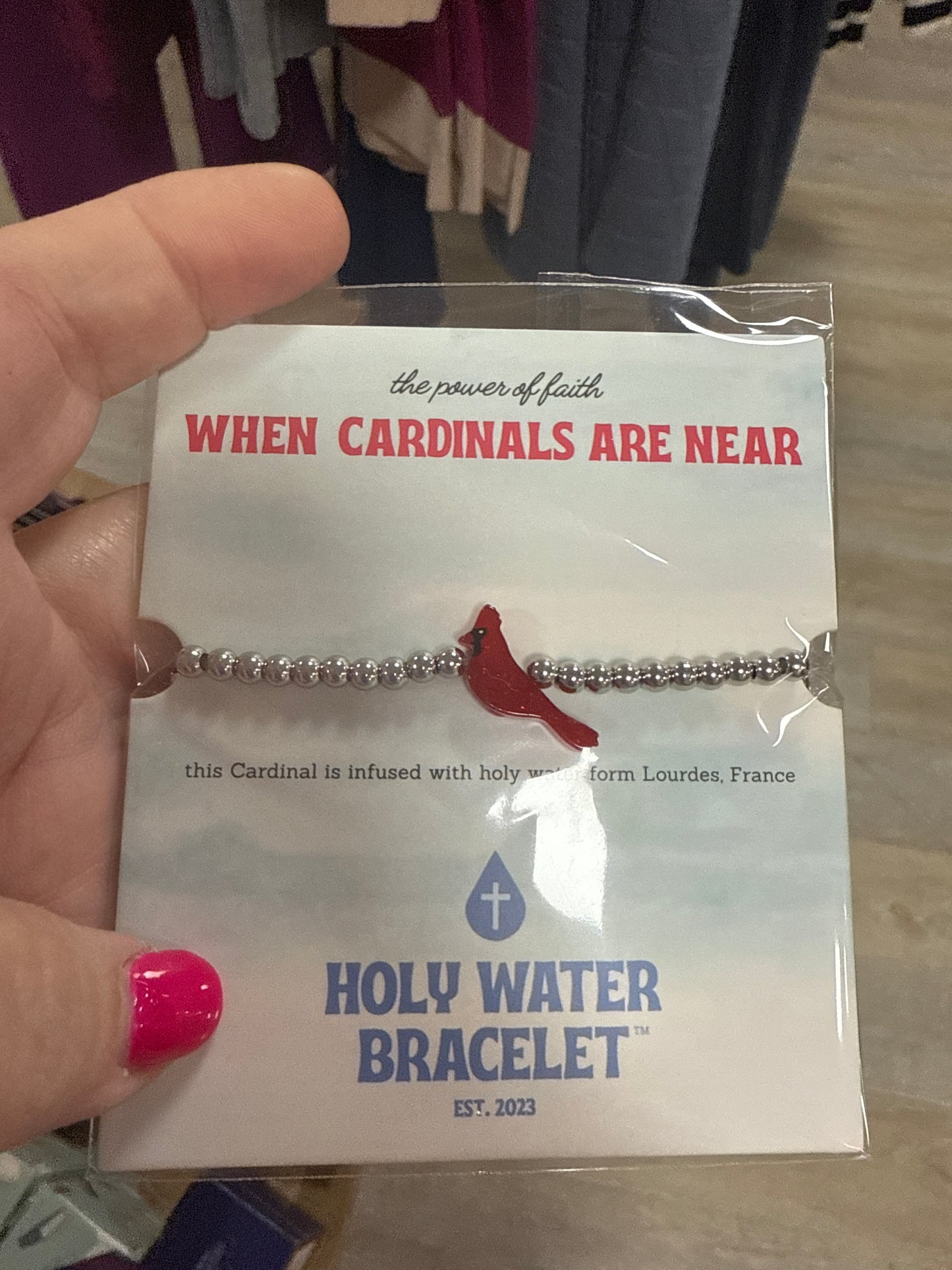 HOLY WATER RED CARDINAL BRACELET IN SILVER
