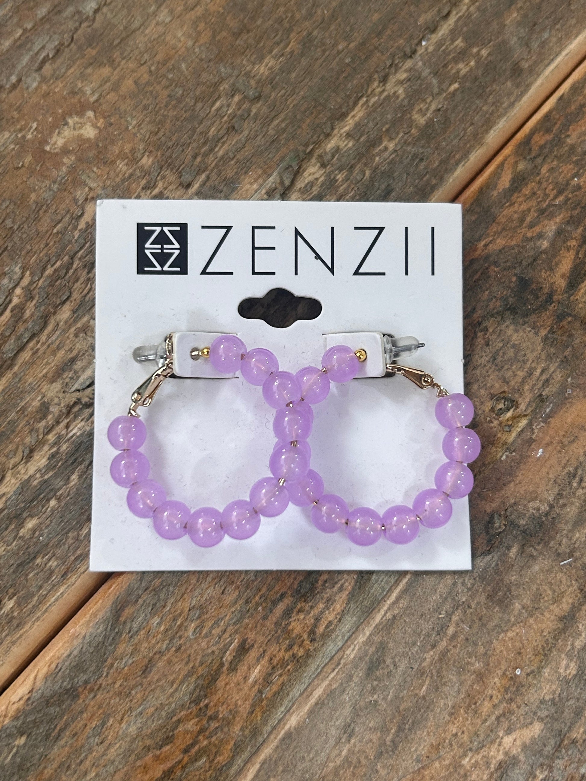 SMALL GLASS BEAD HOOP EARRINGS - LAVENDER - Pharm Favorites by Economy Pharmacy