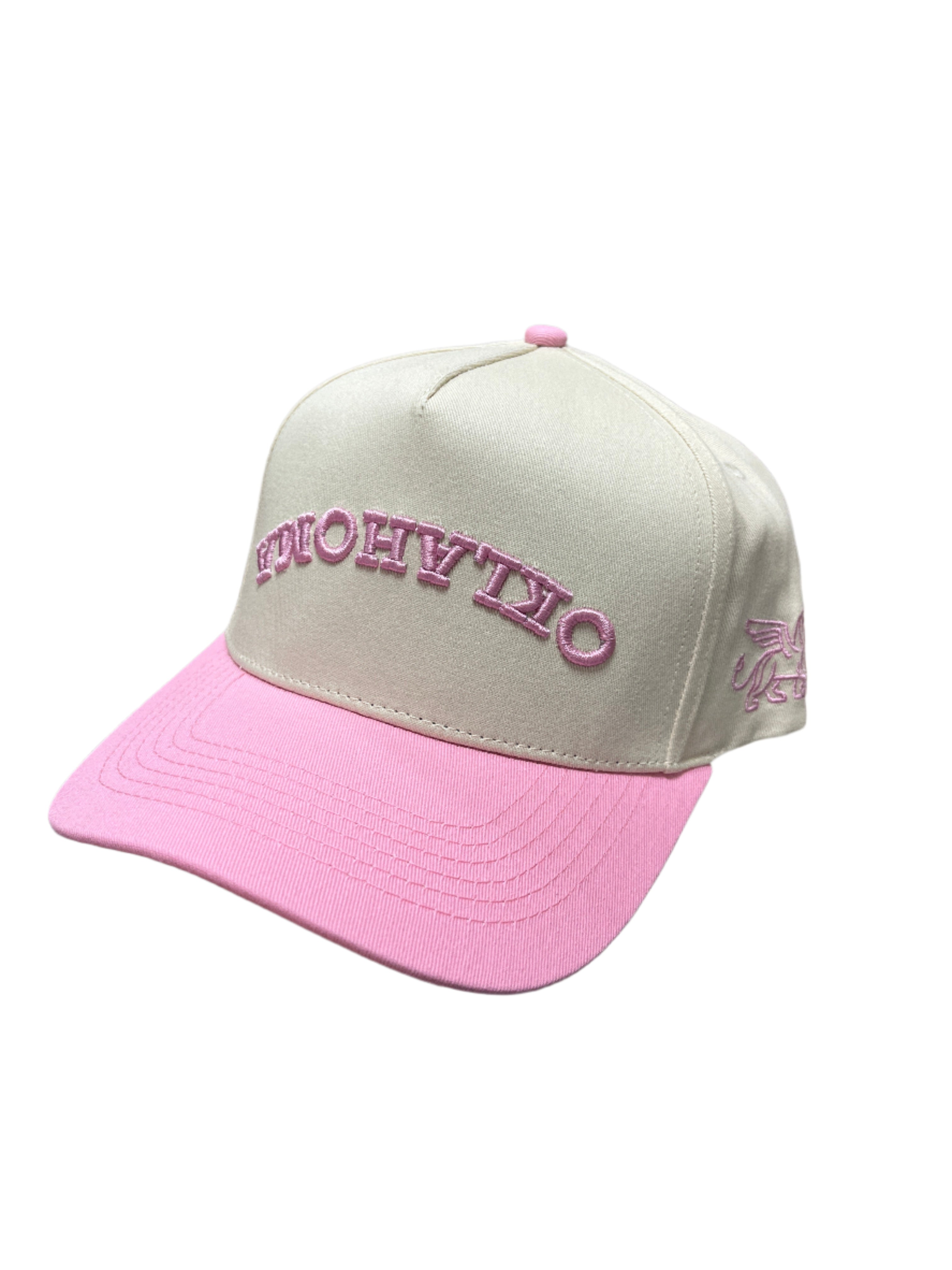 IVORY & PINK HAT - UPSIDE DOWN OKLAHOMA