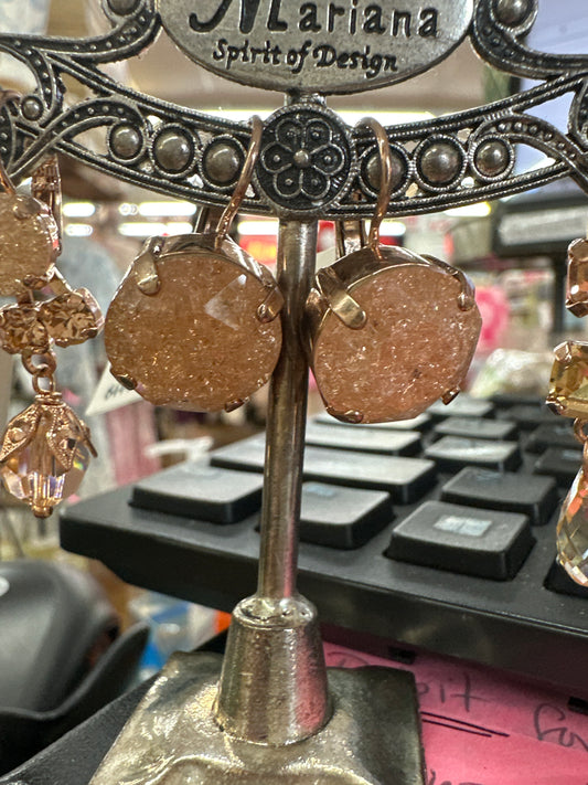 MARIANA EARRINGS - RG - LG PINK CHAMPAGNE CRYSTALS