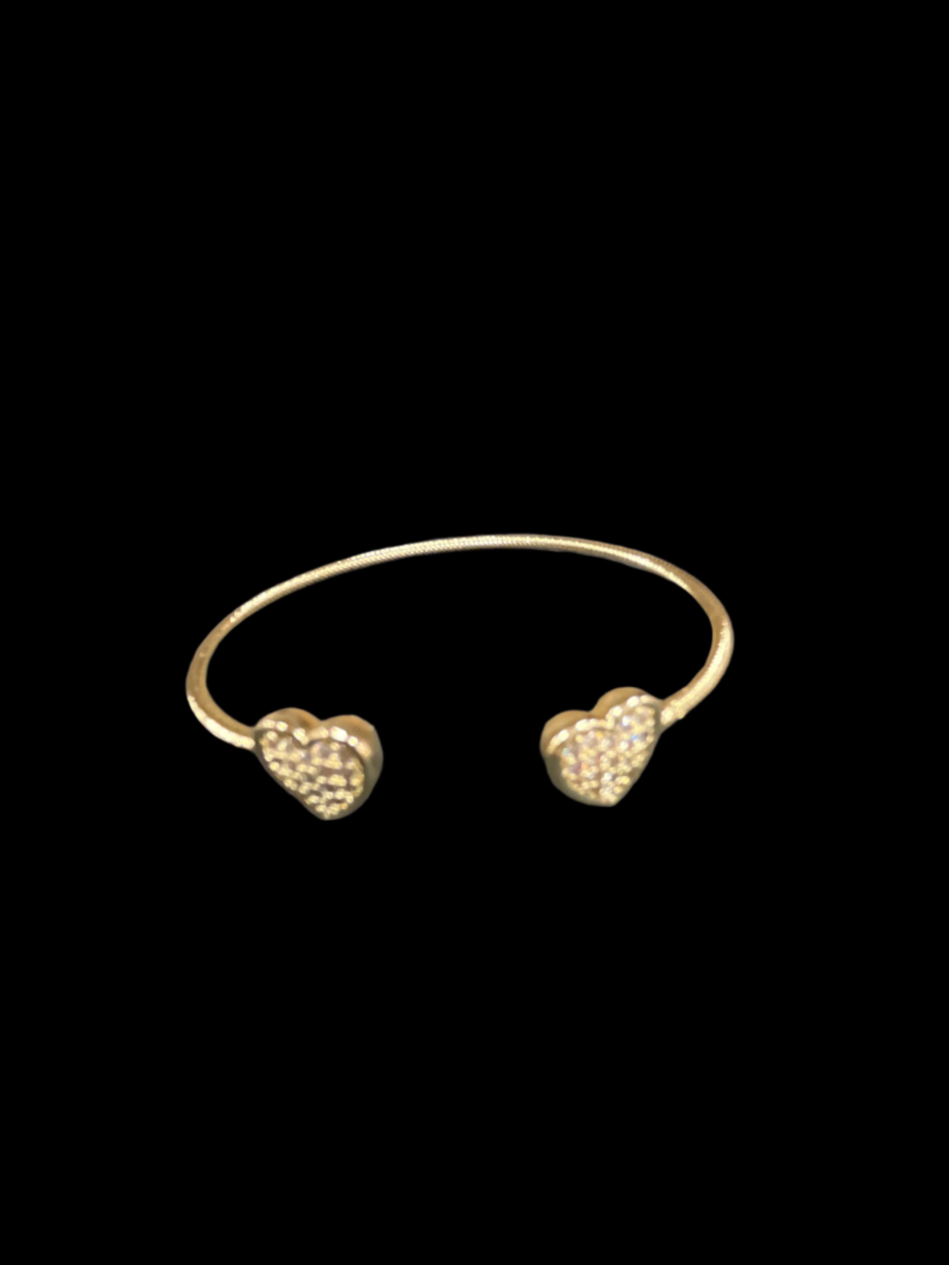 DOUBLE PAVE HEART OPEN END CUFF BRACELET