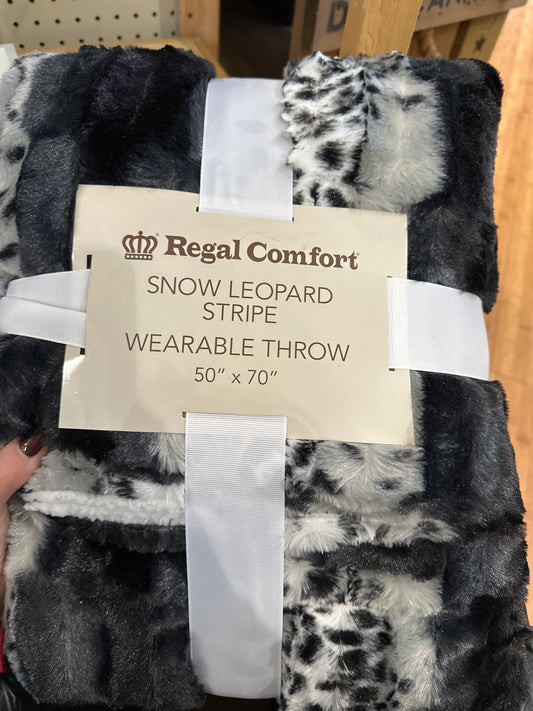 SNOW LEOPARD STRIPE WEARABLE THROW