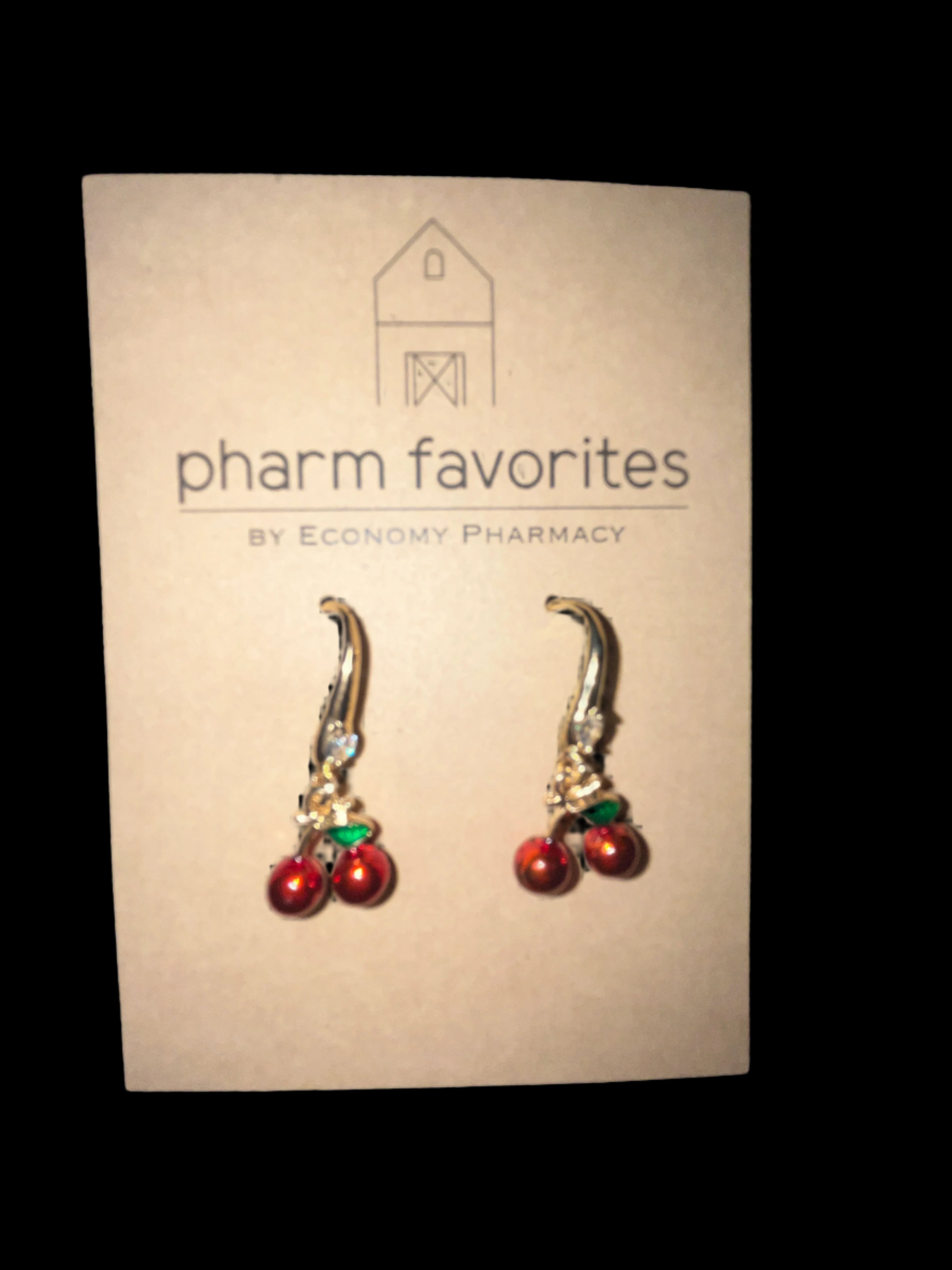 GOLD DANGLE CHERRY EARRINGS