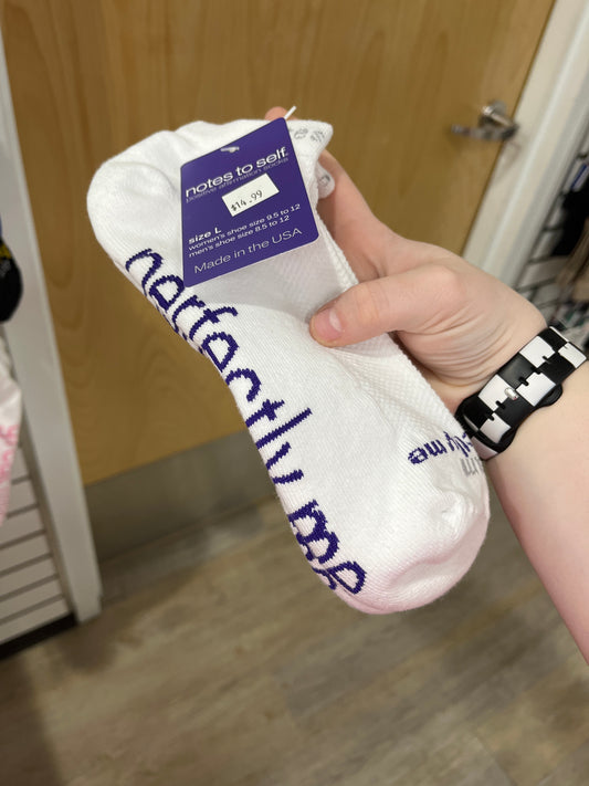 SOCKS - PERFECTLY ME - WHITE W/PURPLE - L
