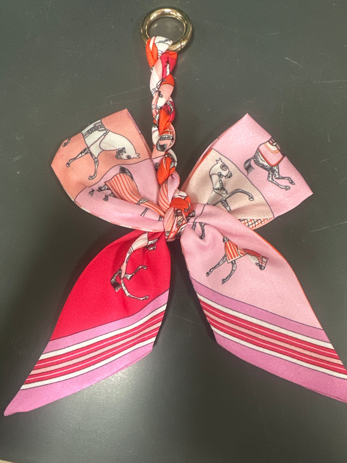 BRAIDED SCARF BOW PURSE CHARM