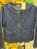 DARK DENIM QUILTED TEXTURED JACKET - M