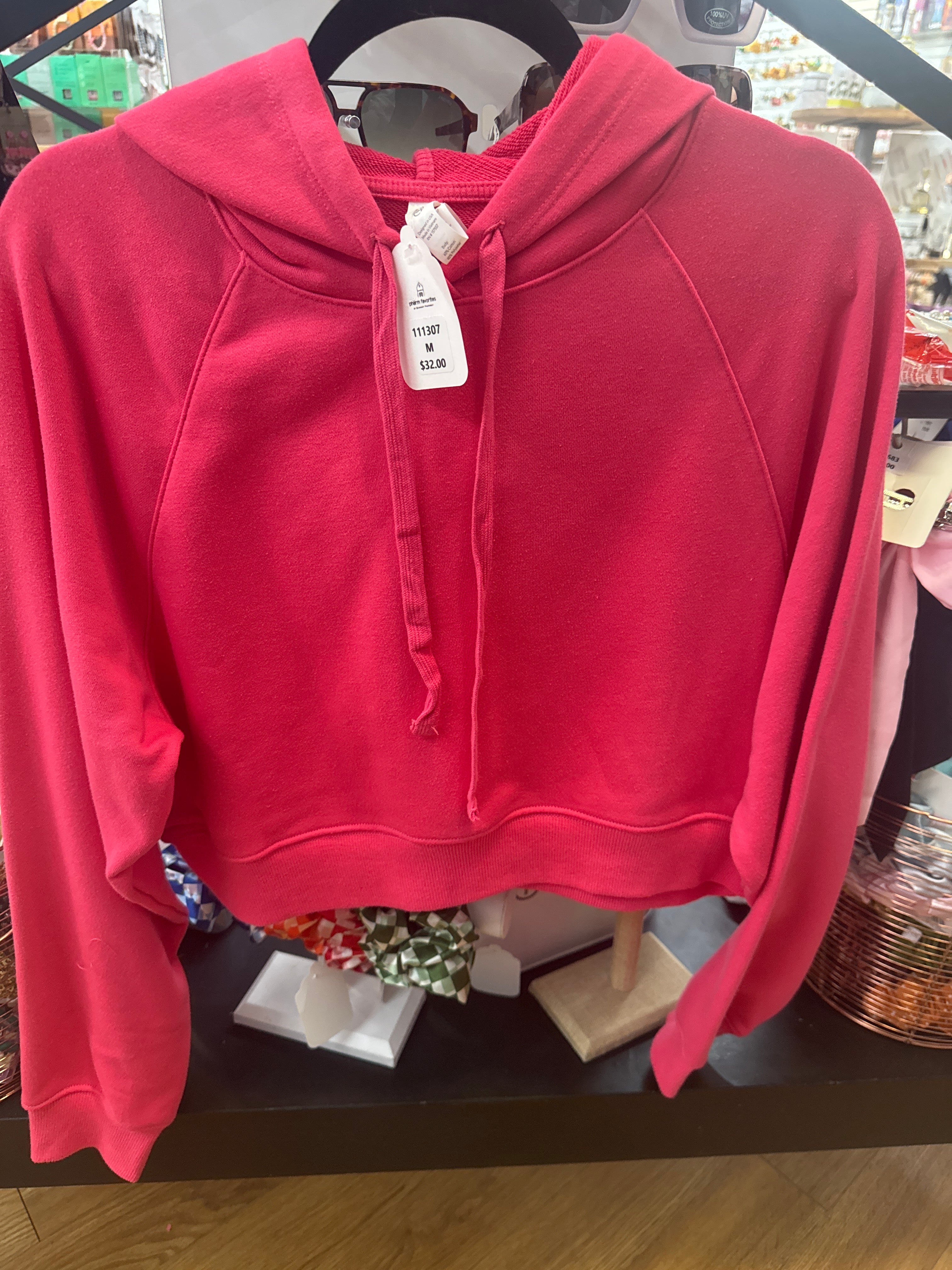 CROPPED HOODIE - FLAMINGO PINK