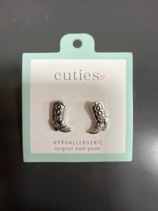SILVER WESTERN BOOTS EARRINGS